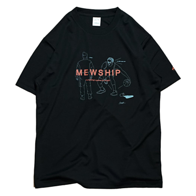 Mewship Tシャツ【Stepback Paris】Black×D.orange×D.Blue