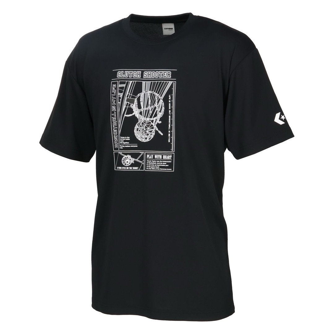 コンバース プリントTシャツ【CB251362 1911】ブラック×ホワイト