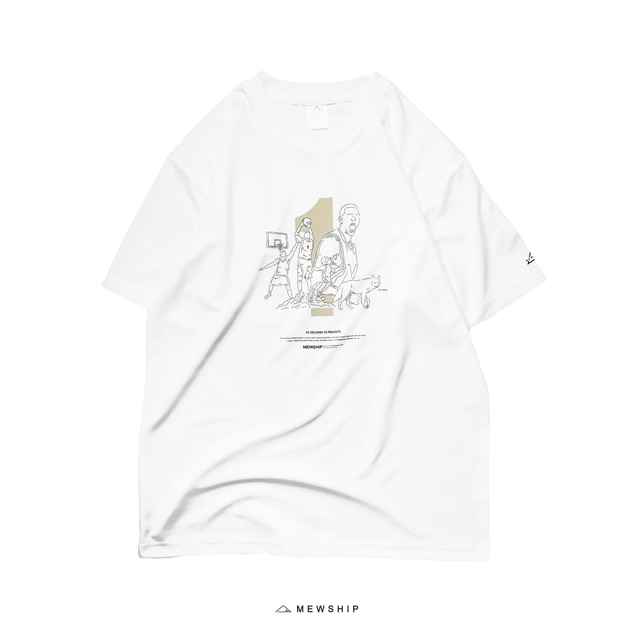 2XLサイズのみ］Mewship Tシャツ【13 POINTS】WH×BK×BG│バスケ