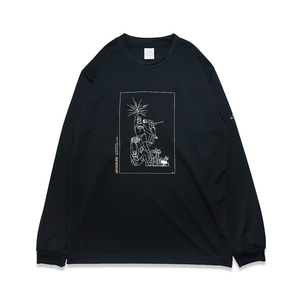 Mewship ロングTシャツ【LOB CITY】Black×White×D.Orange│バスケ用品