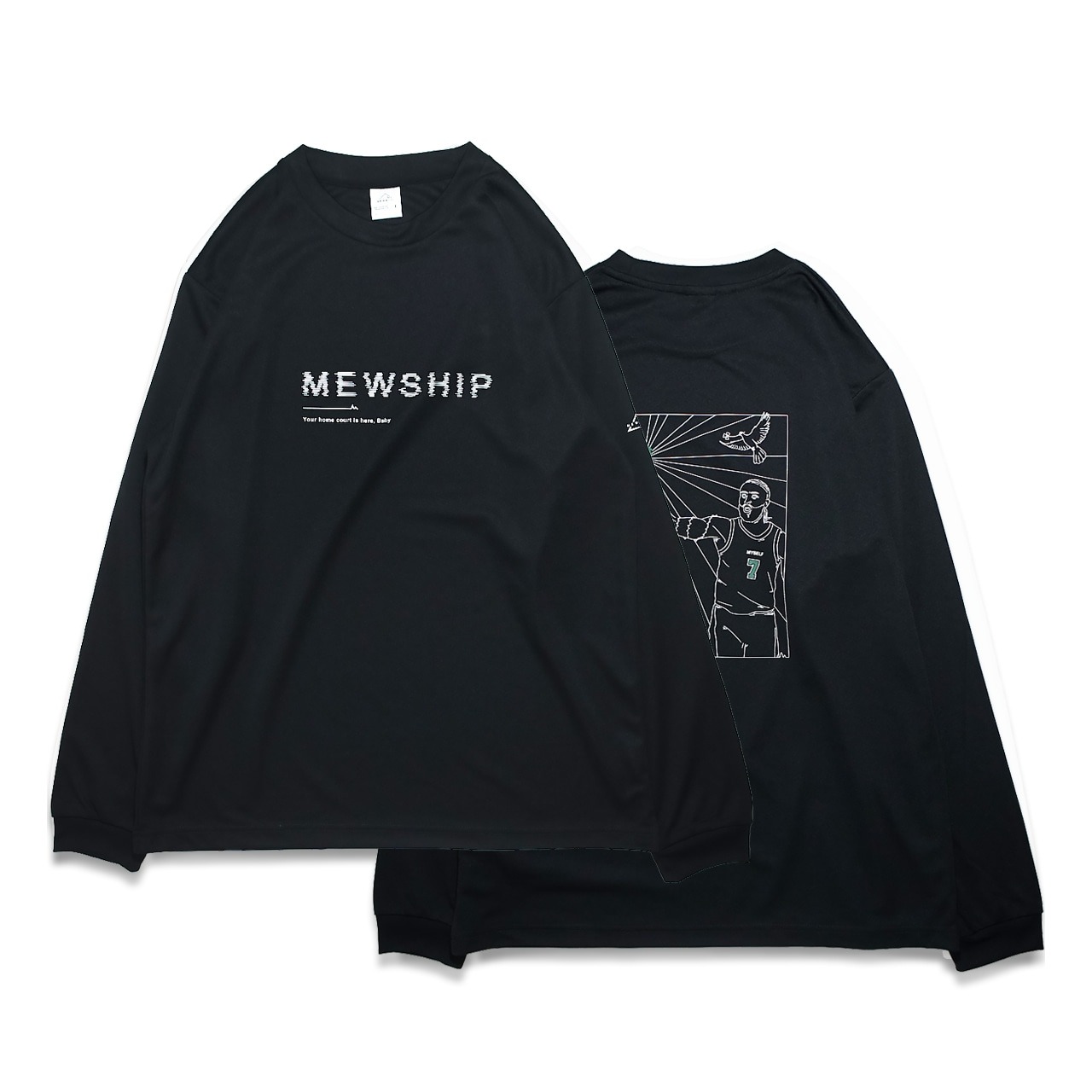 Mewship ロングTシャツ【Noisy & JB APPLE】Black×White×Green